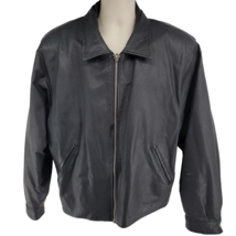 Colebrook Men&#39;s Solid Black Collared Long Sleeve Full Zip Leather Jacket... - $59.35