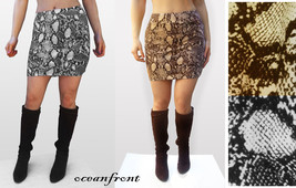 NEW Sexy Basic Bodycon Animal Print SNAKE Black Stretch Mini Skirt Small - $3.50