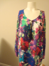Cupio XL Floral Print Pullover Blouse with Tassels 3/4 Sleeves EUC - $21.77