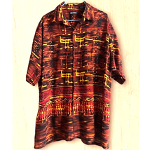 Vintage Puritan Mens Hawaiian Style, Colors of Fire, Print Shirt- Size L (42-44) - £22.95 GBP