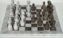 Handmade White and Oceanic Marble Tournament Chess Game Set – 12 Inches - $98.01