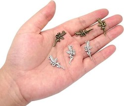 Fairy Charms Antiqued Silver Bronze Fairy Tale Fantasy Pendants Lot Bulk 100pcs - £13.76 GBP