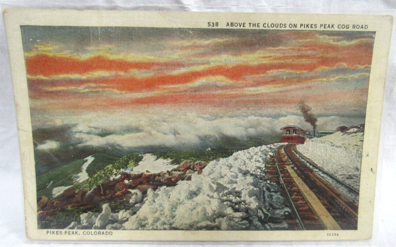 Primary image for Sanborn Postcard  Above Clouds Pikes Peak Cog Road Colorado Railroad Train