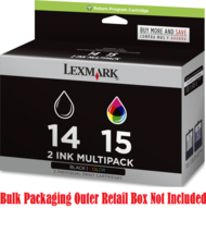 2 Pack Original Genuine OEM Lexmark 14 Black &amp; 15 Color Printer Ink Cart... - £30.56 GBP