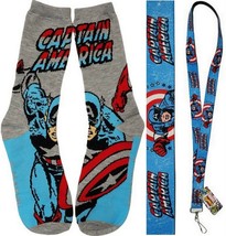 Marvel Captain America LANYARD (1in Wide 22in Long) + 1Pair Crew Socks(6... - £11.67 GBP