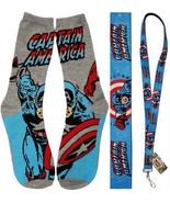 Marvel Captain America LANYARD (1in Wide 22in Long) + 1Pair Crew Socks(6... - £11.67 GBP