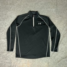 Under Armour Mens Pullover Large Black Gray Coldgear Fitted Sweater Swea... - $21.98