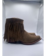 J.B. Dillon Womens 7B Brown Boot Suede Leather Long Fringe Zip Up Snip T... - £37.72 GBP