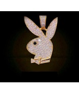 1Ct Round Cut Simulated Diamond Playboy Pendant Necklaces 14K Yellow Gol... - £87.73 GBP