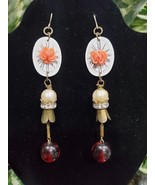 Women&#39;s Custom Multicolor Floral With Round Stone Drop Dangle Earrings Set - $27.44 CAD