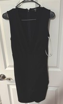 Dress Lulus Black Sleeveless V-Neck Pleated Front Side Side Slits Size-M - £29.04 GBP