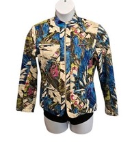 Chicos Blazer Womens Size  Medium Full Zip Manderin Collar Jacket Art To... - $21.75