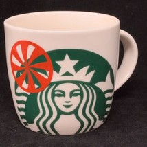 Starbucks 2017 White w/ Green Mermaid Siren &amp; Red Spin Wheel 14oz Coffee Cup Mug - $29.65