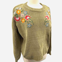 Lovely Beige Pullover Sweater with Springtime Flowers - Large - New - £29.58 GBP