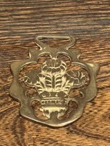 Prince of Wales UK Monarchy Horse Brass three feathers Great Rustic Cott... - $19.39
