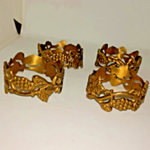 Vintage Brass Napkin Rings Used Set of Four Grapevines - £15.81 GBP