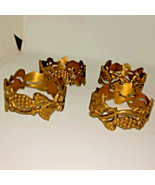 Vintage Brass Napkin Rings Used Set of Four Grapevines - £15.60 GBP