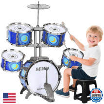 Kids Drum Set for Toddlers 3-5 Plastic Toy Jazz Drum Stool Musical Gift ... - $63.71