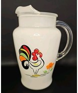 Vintage 1950s Bartlett Collins Proud Rooster Hand Painted Glass Pitcher ... - €108,83 EUR
