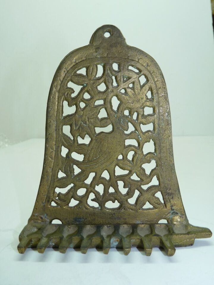 Vintage 1950s Judaica N. African Model Brass Chanukah Menorah, Pelican, ... - $80.96