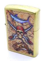 Pirate Skull &amp; Treasure Map - Guy Harvey Zippo Lighter Tumbled Brass - $28.99