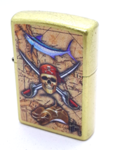 Pirate Skull &amp; Treasure Map - Guy Harvey Zippo Lighter Tumbled Brass - £23.17 GBP