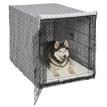 Dog Crate Cover High Quality Quiet Time Private Secure Comfort Cool Grey Pattern - £39.48 GBP