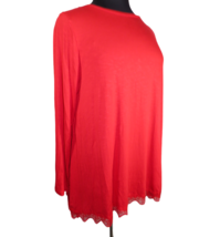 Lane Bryant Red Lace Hem Long Sleeve Swing Top Plus Size 18-20 - £19.65 GBP