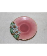 VINTAGE CERAMIC 3-3/4” DIAMETER CERAMIC SAUCER PINK 3D DOGWOOD &amp; GREENS ... - $10.00