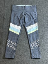 Victoria Secret PINK Ultimate Gray Leggings With Stripes and Logo Womens... - $17.76