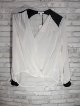 Bisou Bisou Women See Through Blouse Medium Ivory Black NEW January Borbot - $32.99