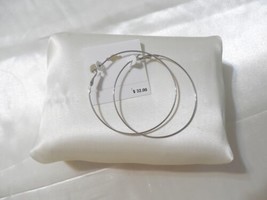 Department Store 2-3/4&quot; Silver Tone Large Hoop Leverback Earrings Y614 - $14.39