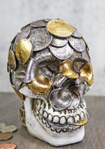 Metallurgy Currency Silver and Gold Coins Skull Face Money Coin Bank Figurine - $27.99