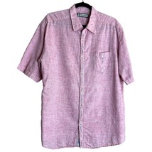 Havanera Men Size XL Linen Blend Short Sleeve Button Up Shirt Pink Colla... - £13.76 GBP
