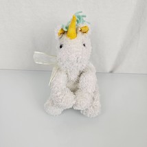 Vintage 2001 Mary Meyer Small White Stuffed Plush Unicorn Yellow Teal Ma... - £38.91 GBP