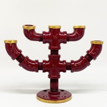 Industrial Pipe Candle Holder Candelabra Steam Punk Decor Man Cave 9.5&quot; ... - $49.95