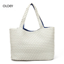 New women&#39;s handbag double shoulder bag PU woven bag double-sided two color two  - £99.52 GBP