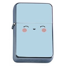 Cute Blue Smile Flip Top Oil Lighter Em1 Smoking Cigarette Silver Case Included - £7.19 GBP
