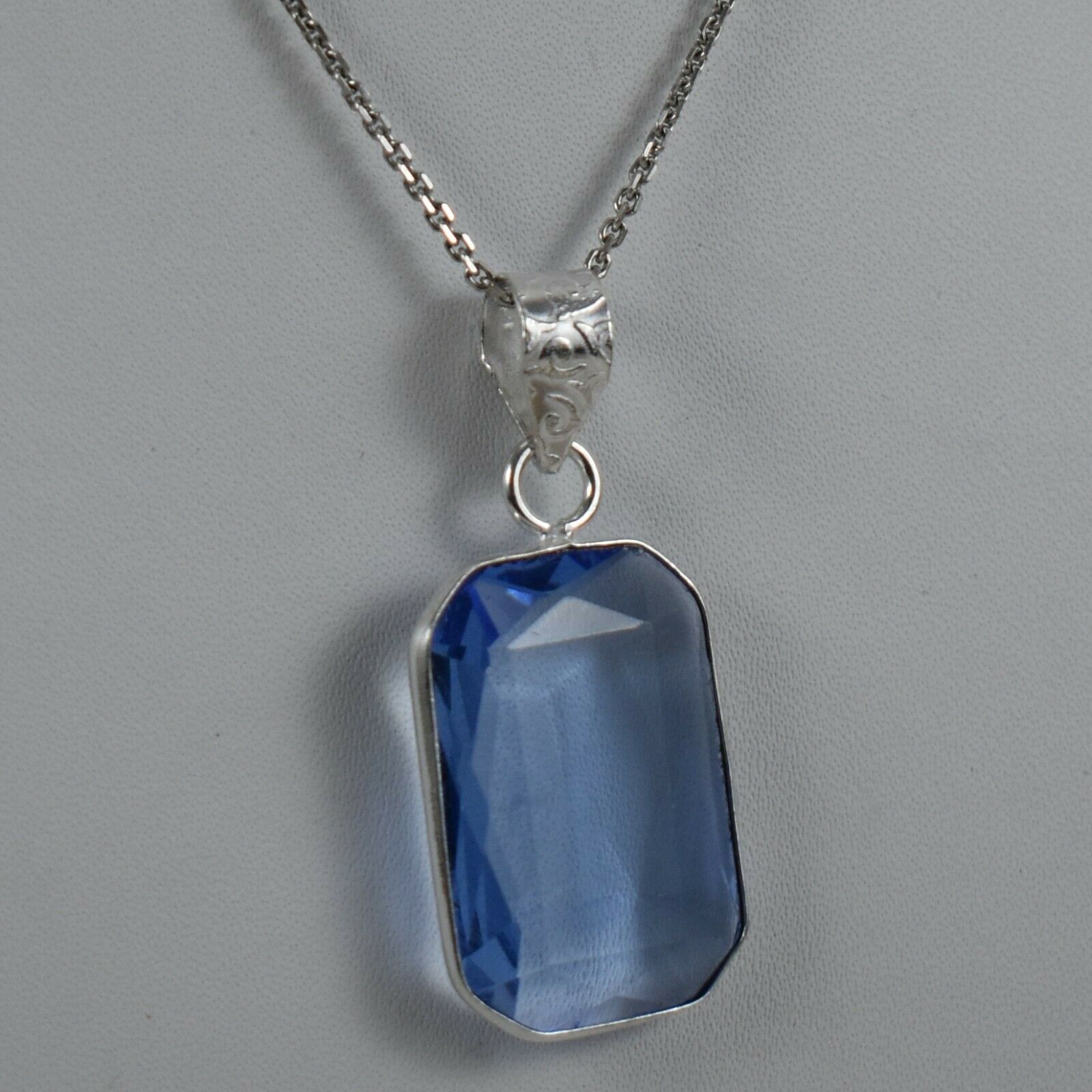 Primary image for 925 Sterling Silver Blue Glass Gemstone Handmade Pendant Women Her Gift PS-2305