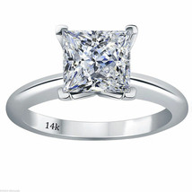 14K White Gold 2.00 CARAT Princess Cut Square Solitaire Wedding Ring - £268.31 GBP