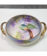 Noritake Hand Painted Bowl Tropical Colorful Bird Purple Wisteria Gold H... - £54.49 GBP