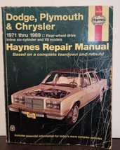 Dodge, Plymouth, &amp; Chrysler RWD 6 cylinder &amp; V8 (1971-1989) Haynes  Manu... - £11.40 GBP