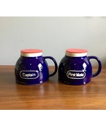 Pair Feltman Langer No Spill No Slip Nautical Mugs Captain and First Mate - $64.34