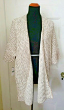 NWT Josie Natori Open Weave Knit 3/4 Sleeve Sweater Cardigan Amaretto $3... - $148.50