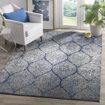 Safavieh Madison Collection Mad604G Glam Ogee Trellis Distressed, Navy/Silver. - £35.13 GBP