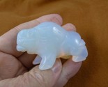 (Y-BUF-734) albino ghost white Opaltie BUFFALO ranch bison gemstone figu... - $23.36