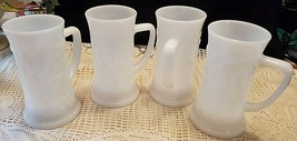 4 WHITE MILK GLASS TANKARD STEIN MUGS OLD WORLD BAR DESIGN - £14.78 GBP