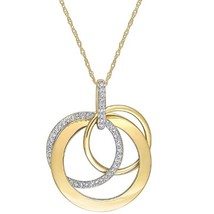 0.25CT Diamante Auténtico Entrelazado Colgante Círculo Cadena 14K Oro Plateado - £253.85 GBP