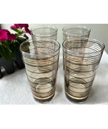 Culver Vintage Highball Glasses 22Kt Gold set of 4 Mid Century Modern Ba... - $163.00 CAD