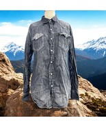 Polo Ralph Lauren Men’s Distressed Denim Western Shirt Pearl Snaps Size M - $49.49